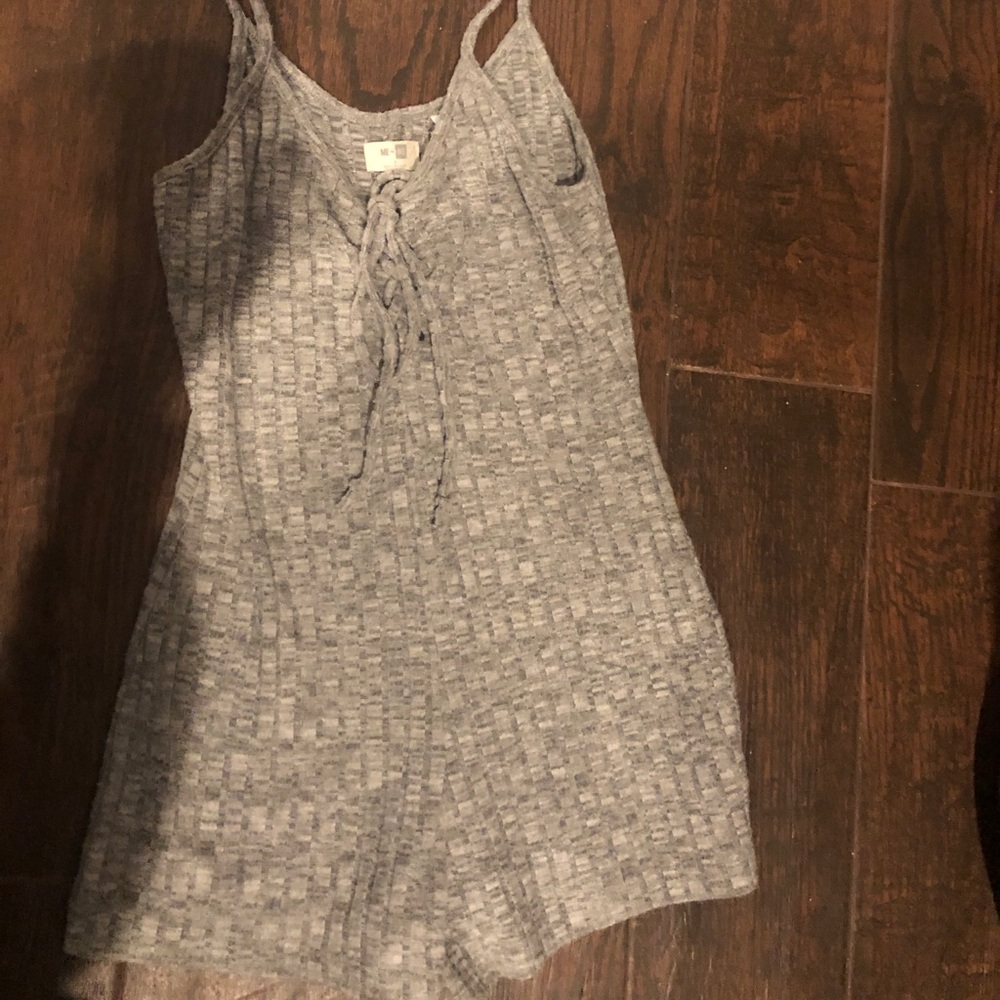 Front tie knit romper